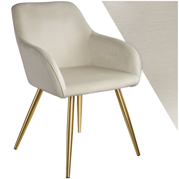 tectake Stol Marilyn velour, guld -  creme/guld creme/guld