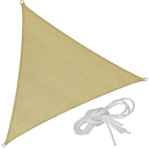 tectake Solsejl trekantet, beige - 400 x 400 x 400 cm 400 x 400 Beige