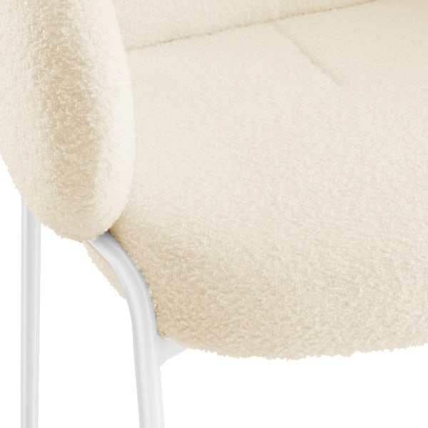 tectake Stol Scandi polstret, Bouclé-stof -  creme Cream