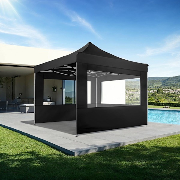 tectake Easy up pavillon Olivia 3x3 m med 4 sidestykker -  sort Black