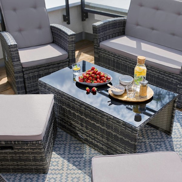 tectake Polyrattan loungesæt Bari -  grå Grey