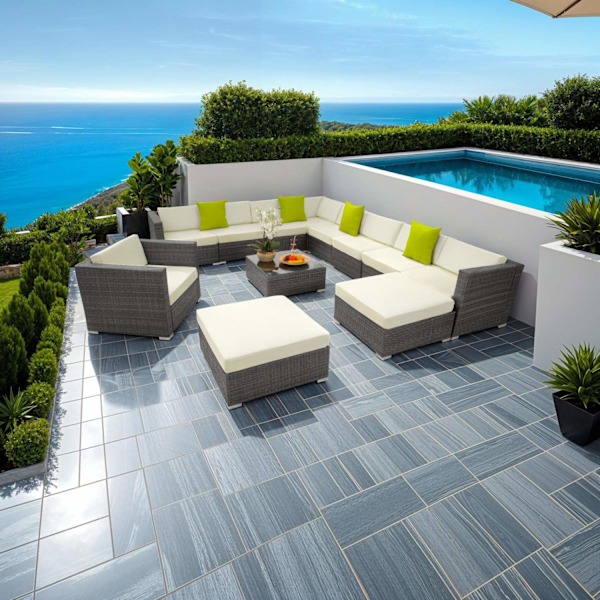tectake Polyrattan loungesæt Las Vegas -  grå Grey