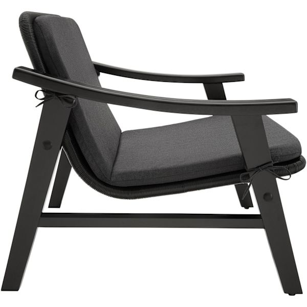 tectake Polyrattan havestol Treviso, træramme og polstring -  sort Black
