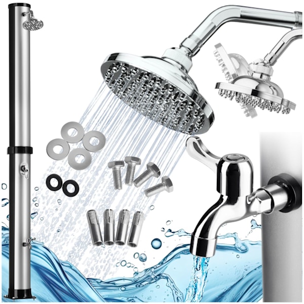 tectake Udendørs bruser Orinoco 38L -  sort/sølv Silver
