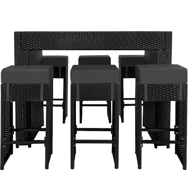 tectake Polyrattan loungesæt Ibiza med overtræk -  sort Black