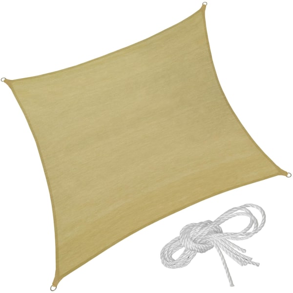 tectake Solsejl firkantet, beige - 300 x 300 cm 300 x 300 cm Beige