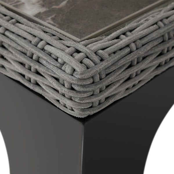 tectake Polyrattan havebord Foggia med 6 stole Rosarno -  grå Grey