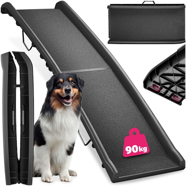 tectake Hunderampe Paw Step Bil, sammenklappelig og skridsikker, op til 90kg Black