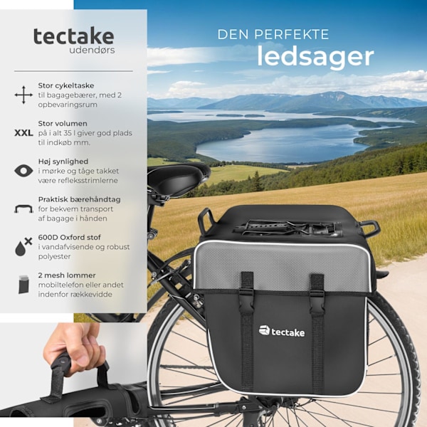 tectake cykeltasker 35 liter Black