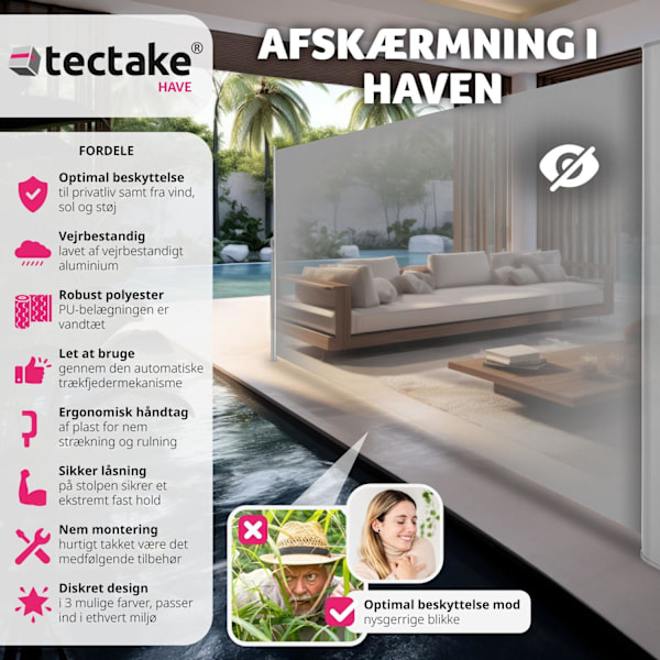 tectake Læhegn i aluminium og polyester - 180 x 300 cm Grey