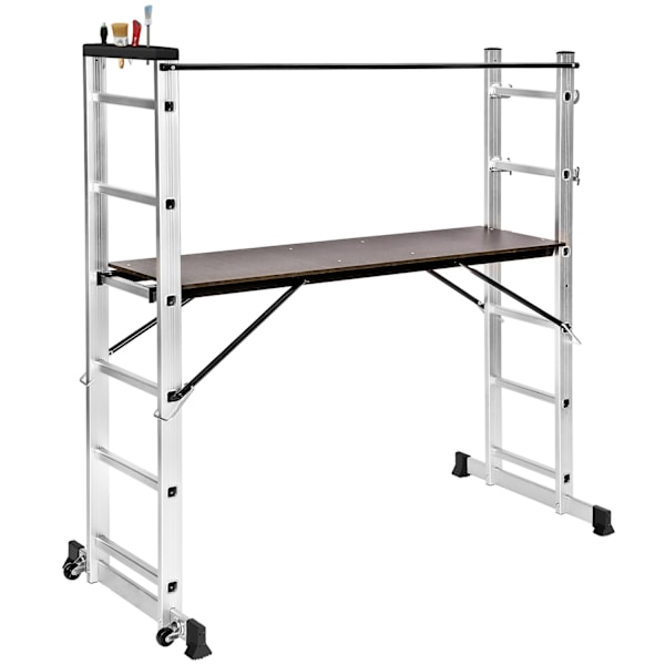 tectake 4-i-1 kombineret stillads og stige Silver