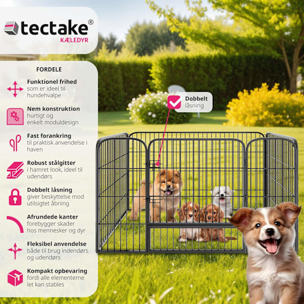 tectake Hvalpegård, rektangulær Grey