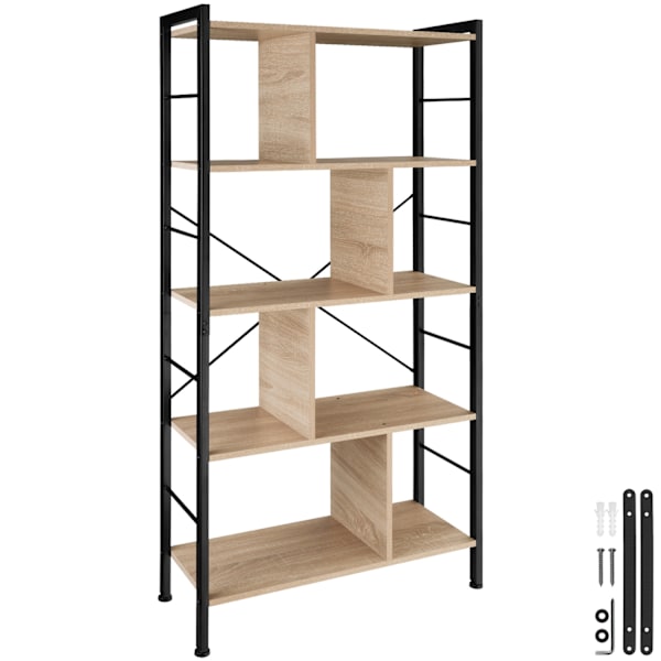 tectake Reol Charleston 75,5x30x155cm -  Industrielt lyst træ, egetræ Sonoma Light brown