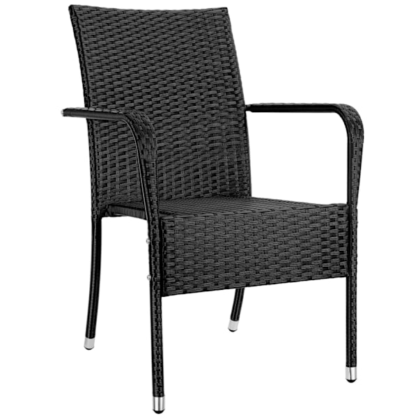 tectake Havestol Girona, stabelbar, belastning 120 kg - Sæt med 6 stk. Sæt med 6 stk. Black
