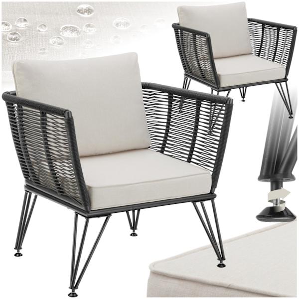 tectake Havestole Sundo, sæt med 2 stk. i rebdesign Graphite grey