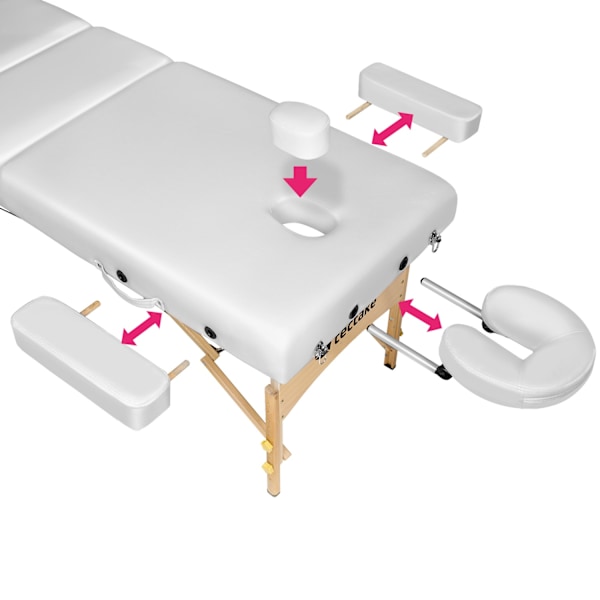 tectake 3-zoners massagebriks Somwang med 7,5 cm polstring og træramme -  hvid White