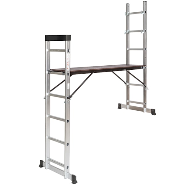 tectake 4-i-1 kombineret stillads og stige Silver