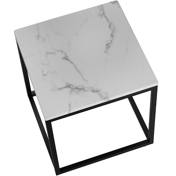 Marmor sidebord Alysia, kvadratisk - sort/hvid White