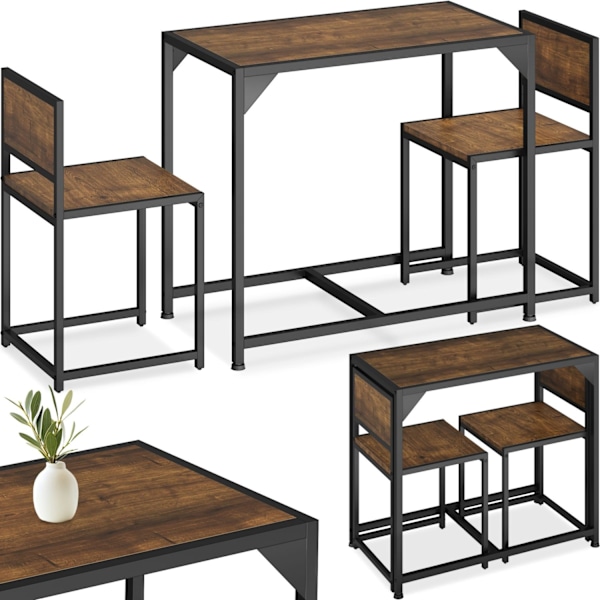 tectake Spisebordssæt Milton -  Industrielt mørkt træ, rustikt Dark brown
