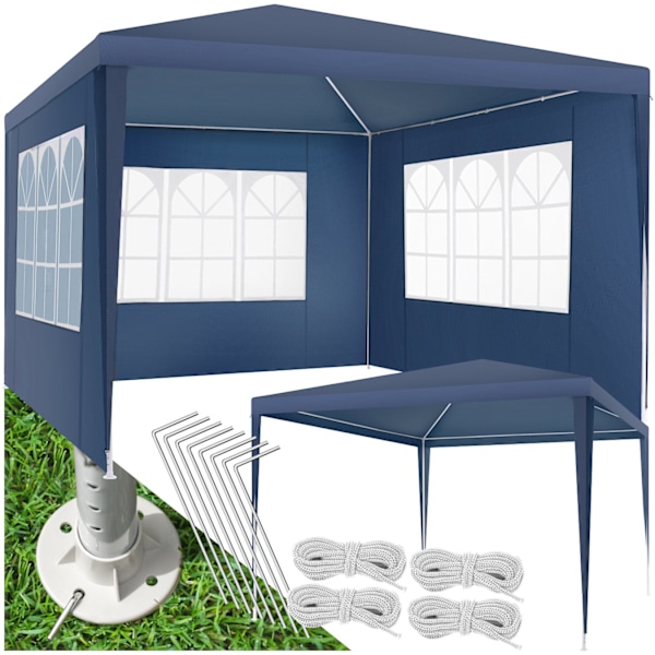 tectake Havepavillon Baraban 3x3m med 3 sidepaneler -  blå Blue