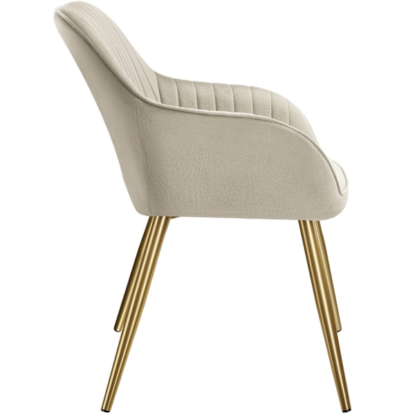 tectake Stol Marilyn, velour, quiltet -  creme/guld creme/guld