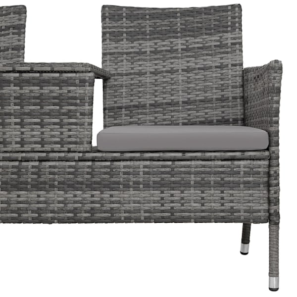 tectake Polyrattan havestole med bord -  grå/lysegrå Light grey