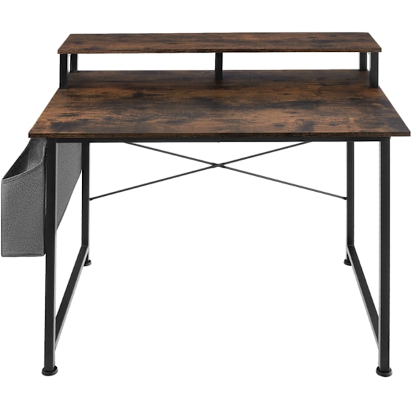 tectake Skrivebord med hylde og stofpose -  Industrielt mørkt træ, rustikt Dark brown