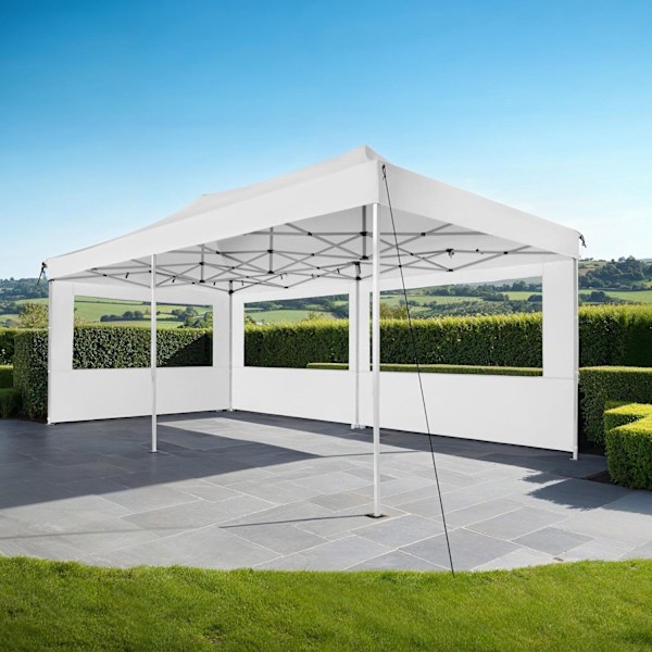 tectake Easy up pavillon Viola 3x6 m med 4 sidestykker -  hvid White