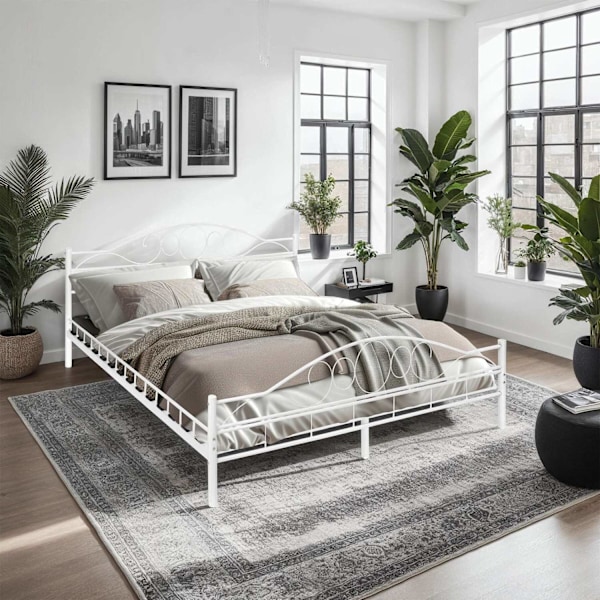 tectake Sengeramme med lamelbund, Klassisk - 200 x 180 cm White