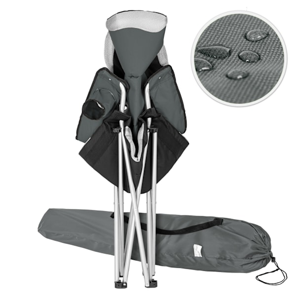 tectake Polstret campingstol -  grå Grey