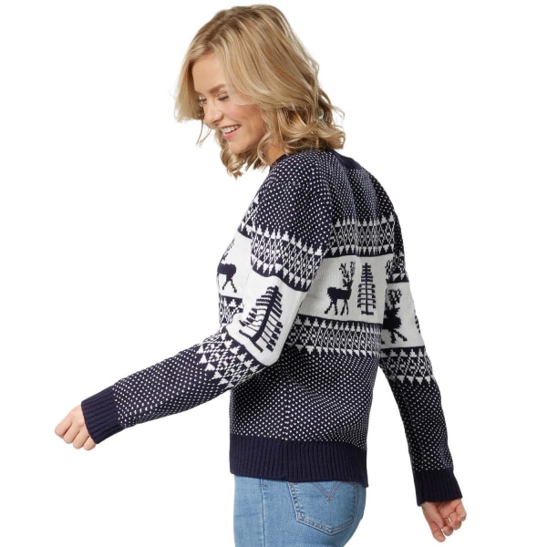 tectake Julesweater Winterwonderland blå-hvid til kvinder White XXL