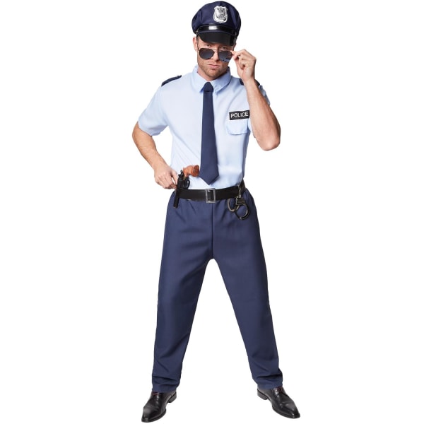 tectake Politibetjent kostume mand Blue XL
