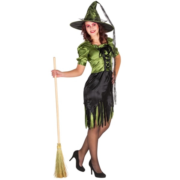 tectake Klassisk heks halloweenkostume Green XL