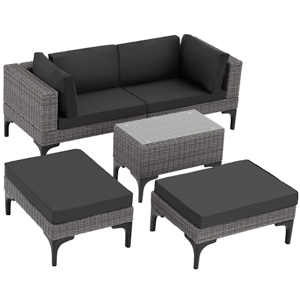 tectake Polyrattan loungesæt Bellaria med aluminiumsramme -  grå Grey