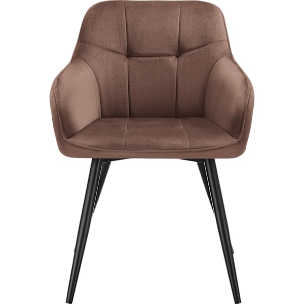 tectake Stol Marilyn, velour, quiltet -  brun/sort Black
