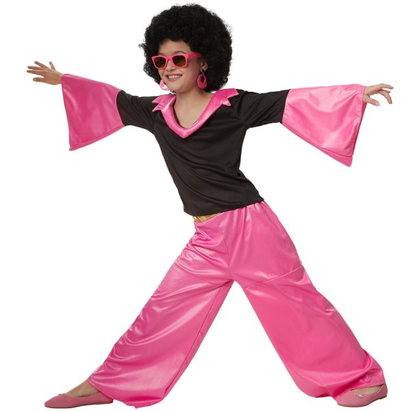 tectake Groovy Disco pige børnekostume Pink 140 (9-10y)