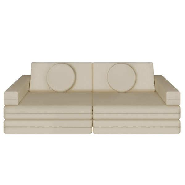 tectake Børnesofa Lilly, 8-delt, med sovefunktion - 160 cm Beige