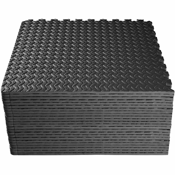 tectake Fitnessgulv med 24 brikker -  sort Black