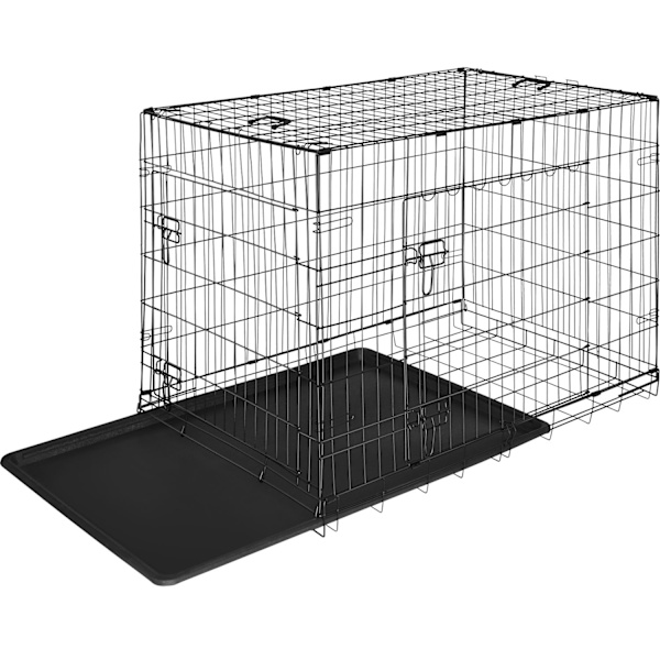 tectake Hundebur Luna, sammenklappelig, med 2 døre - 108 x 71 x 76 cm 108 x 71 x 76 cm Black