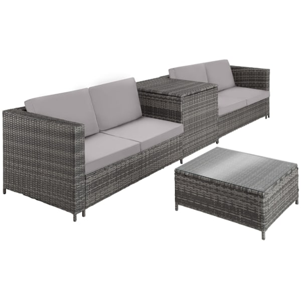 tectake Loungesæt polyrattan Siena -  grå/lysegrå Light grey