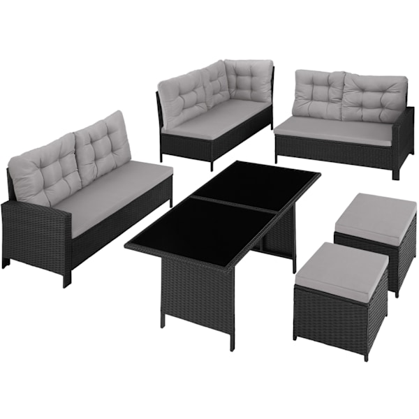 tectake Polyrattan havemøbelsæt Barletta -  sort Black