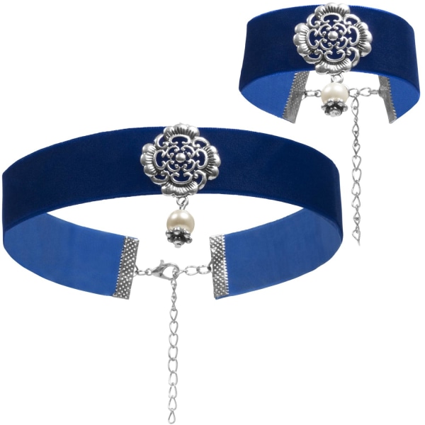 tectake Halskæde og armbånd sølvskov -  blå Blue one size