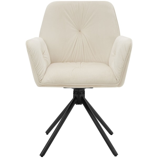 Stol Lenia, polstret - Velour creme/sort,Sæt med 6 stk. Velour creme/sort