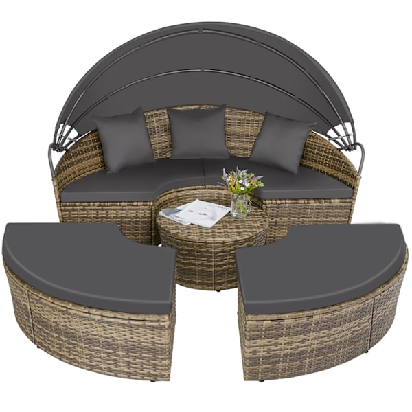 Rund daybed i polyrattan Santorini - natur Nature