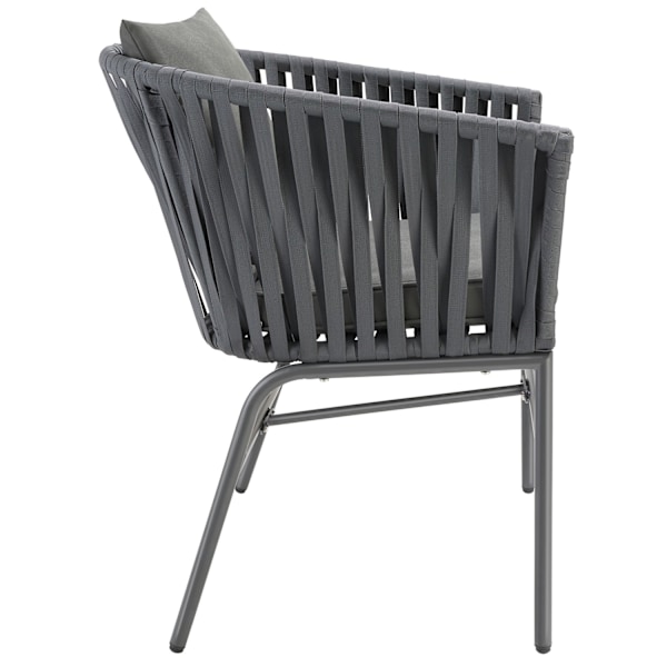 tectake Havestole Valeiras i rebdesign, 60x61x77cm - Sæt med 2 stk. Sæt med 2 stk. mørkegrå/mørkegrå