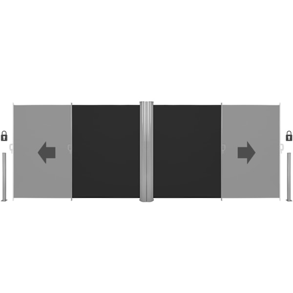 tectake Dobbelt læhegn i aluminium og polyester - 200 x 600 cm Black