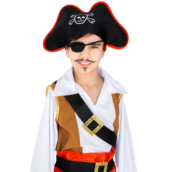 tectake Kaptajn enøjede pirat børnekostume Black 128 (7-8y)