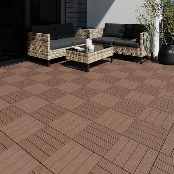 tectake Sæt terrassebrædder Tegulas -  brun Brown