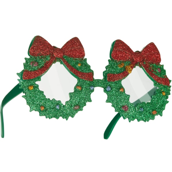 tectake Sjove briller julekrans med sløjfe Green one size