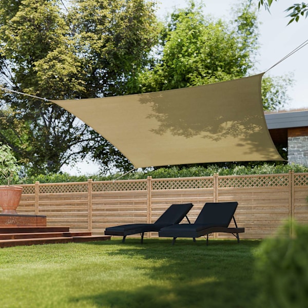 tectake Solsejl firkantet, beige - 360 x 360 cm 360 x 360 cm Beige